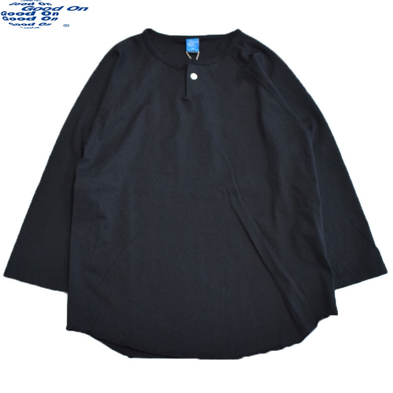 グッドオン GOODON ワンボタンベースボールＴシャツ 七分丈 ブラック 1505