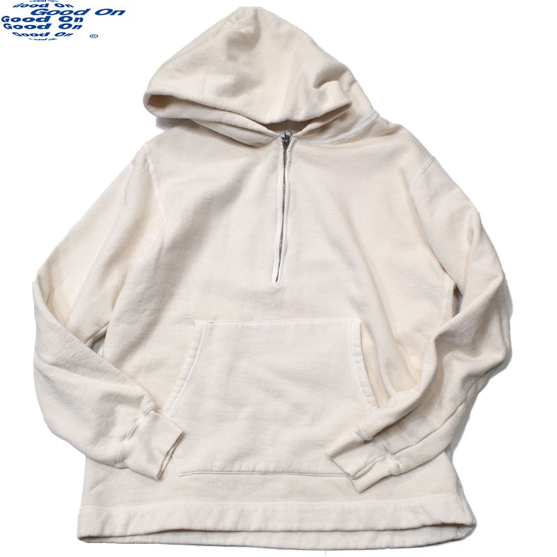 グッドオン GOODON ラフハーフジッププルオーバーフードスウェットパーカー ナチュラル 1610