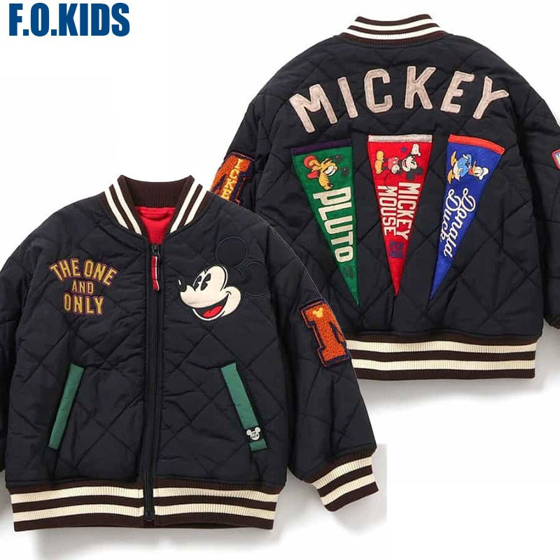 エフオーキッズ FOKIDS ディズニー ミッキーマウス ワッペンキルティングジャケット 501035