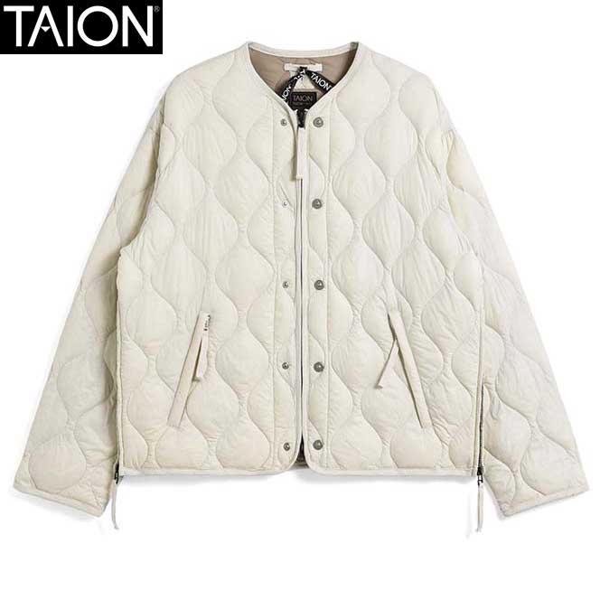 TAION タイオン ミリタリー M65 ライナーWジップ ショートダウンジャケット-ソフトシェル ホワイト M65LSZBML-1SH
