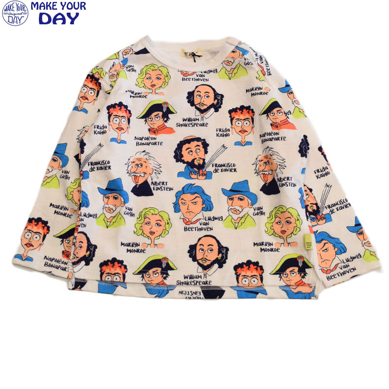 メイクユアデイ MAKEYOURDAY コミックえらい人総柄Tシャツ 610107