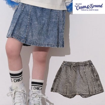 オーシャンアンドグラウンド デニムフリルショートパンツ 4647201