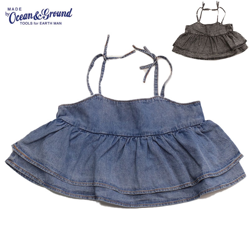 オーシャンアンドグラウンド デニムフリルキャミソール 4616701