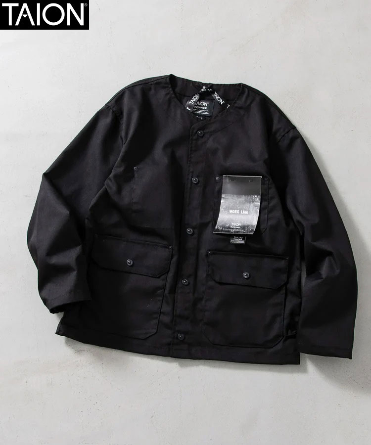 タイオン TAION ノンダウン ワーク ボタン カーディガン コットンダックキャンバス 104BNDWK-DC
