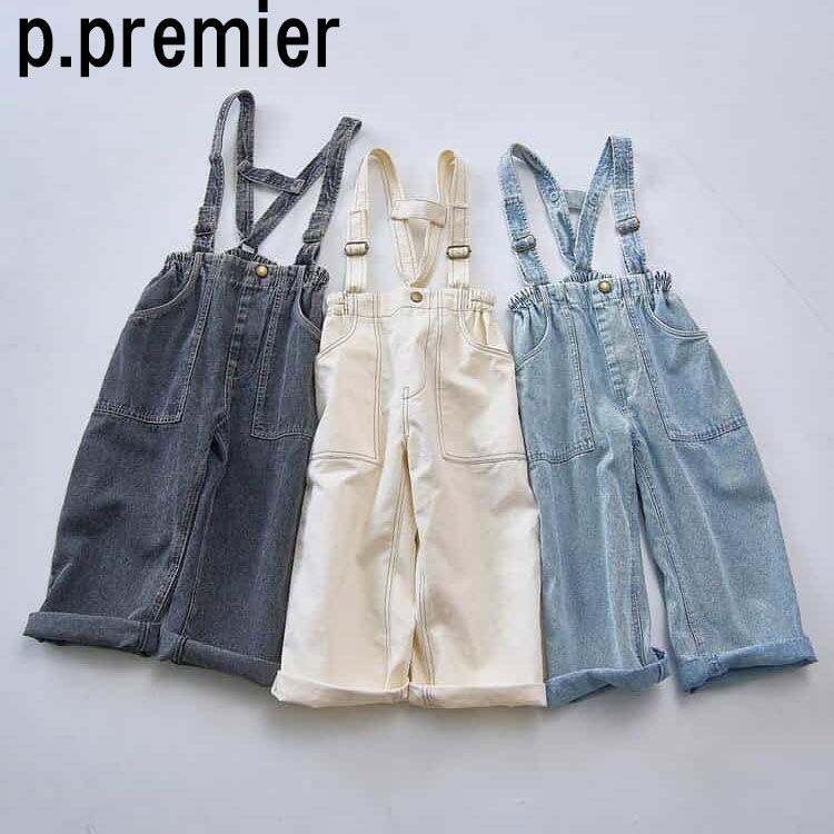 ピードットプルミエ p.premier サスペンダーデニムワイドパンツ 221026
