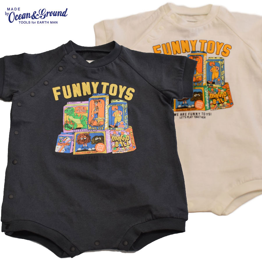 オーシャンアンドグラウンド FUNNY TOY'S プリント ロンパース 4630502