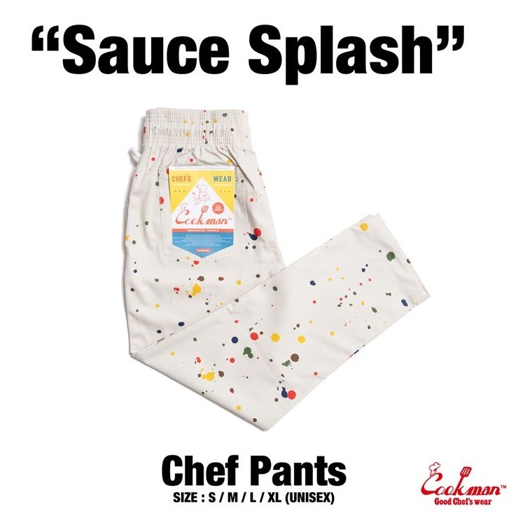 クックマン COOKMAN シェフパンツ ソーススプラッシュ ベージュ