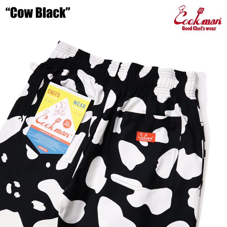 クックマン COOKMAN シェフパンツ Cow 牛柄 ブラック