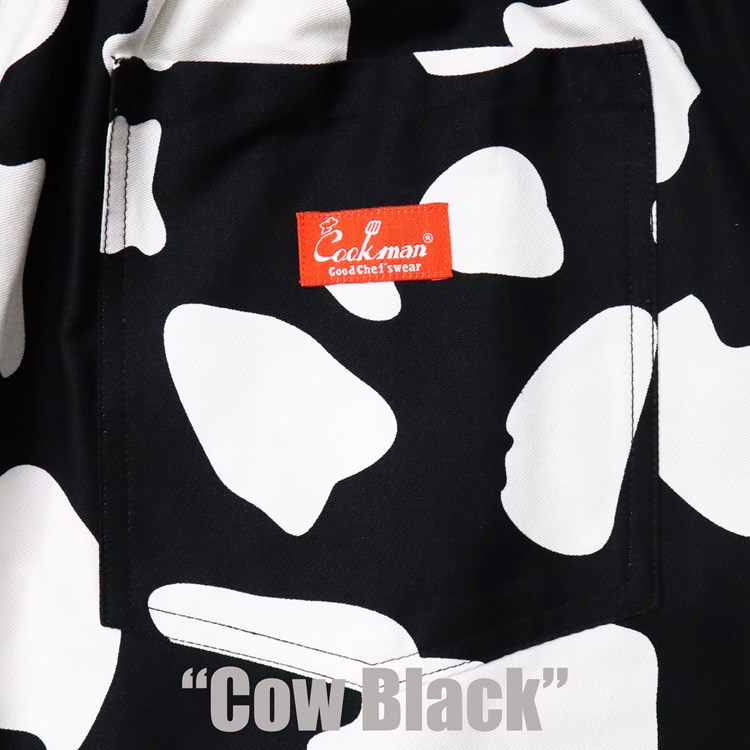 クックマン COOKMAN シェフパンツ Cow 牛柄 ブラック
