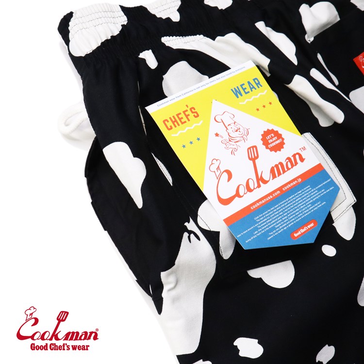 クックマン COOKMAN シェフパンツ Cow 牛柄 ブラック