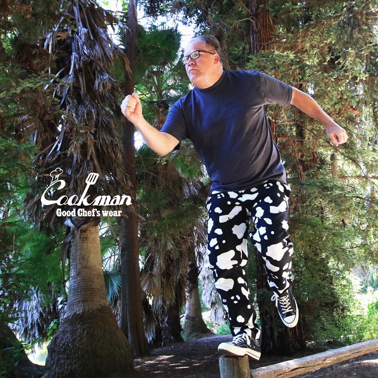 クックマン COOKMAN シェフパンツ Cow 牛柄 ブラック