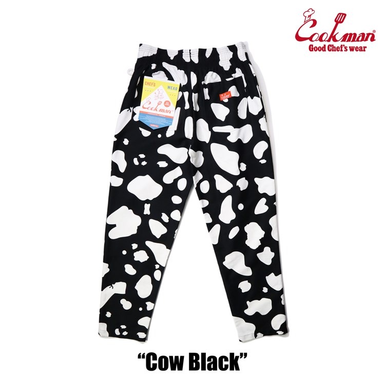 クックマン COOKMAN シェフパンツ Cow 牛柄 ブラック