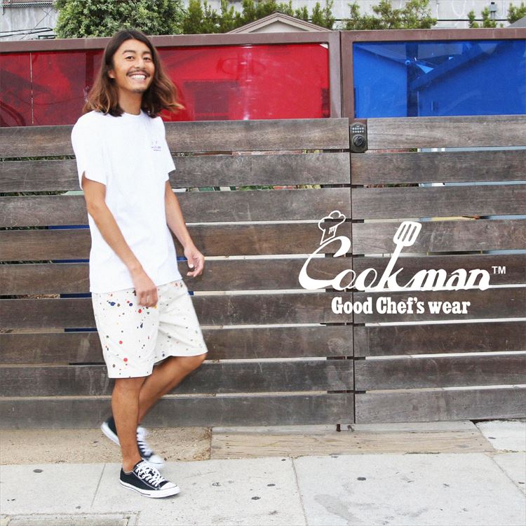 クックマン COOKMAN シェフパンツ ショート ソーススプラッシュ ベージュ 32942