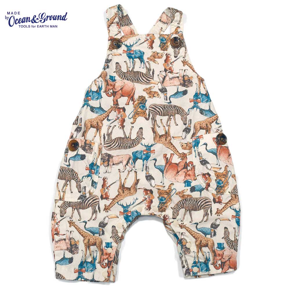 オーシャンアンドグラウンド ベビーサロペット アニマル