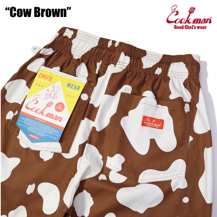 クックマン COOKMAN シェフパンツ Cow 牛柄 ブラウン