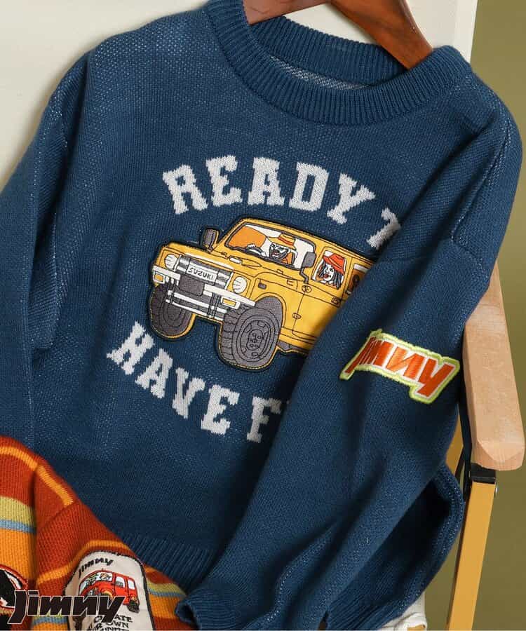 エフオーキッズ FOKIDS Jimnyコラボ ジャガードセーター ブルー 513915