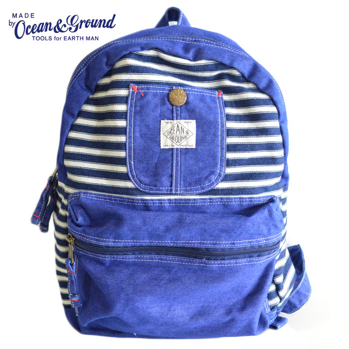 オーシャンアンドグラウンド BLUEBLUE リュックサック ヒッコリー 【お取り寄せ品3日～7日】