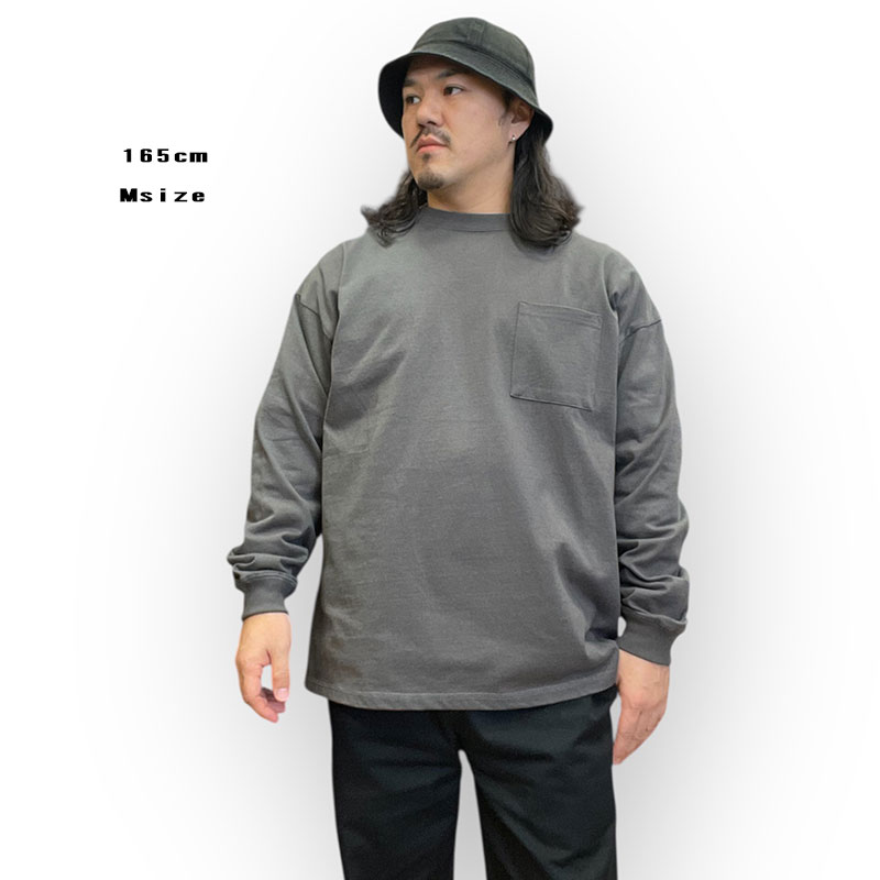 Good wear グッドウェアー 袖リブ ポケット付きロングTシャツ SUPER BIG TEE 2W7-0502