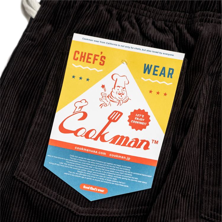 クックマン COOKMAN シェフパンツ コーデュロイ ブラック 231-33817