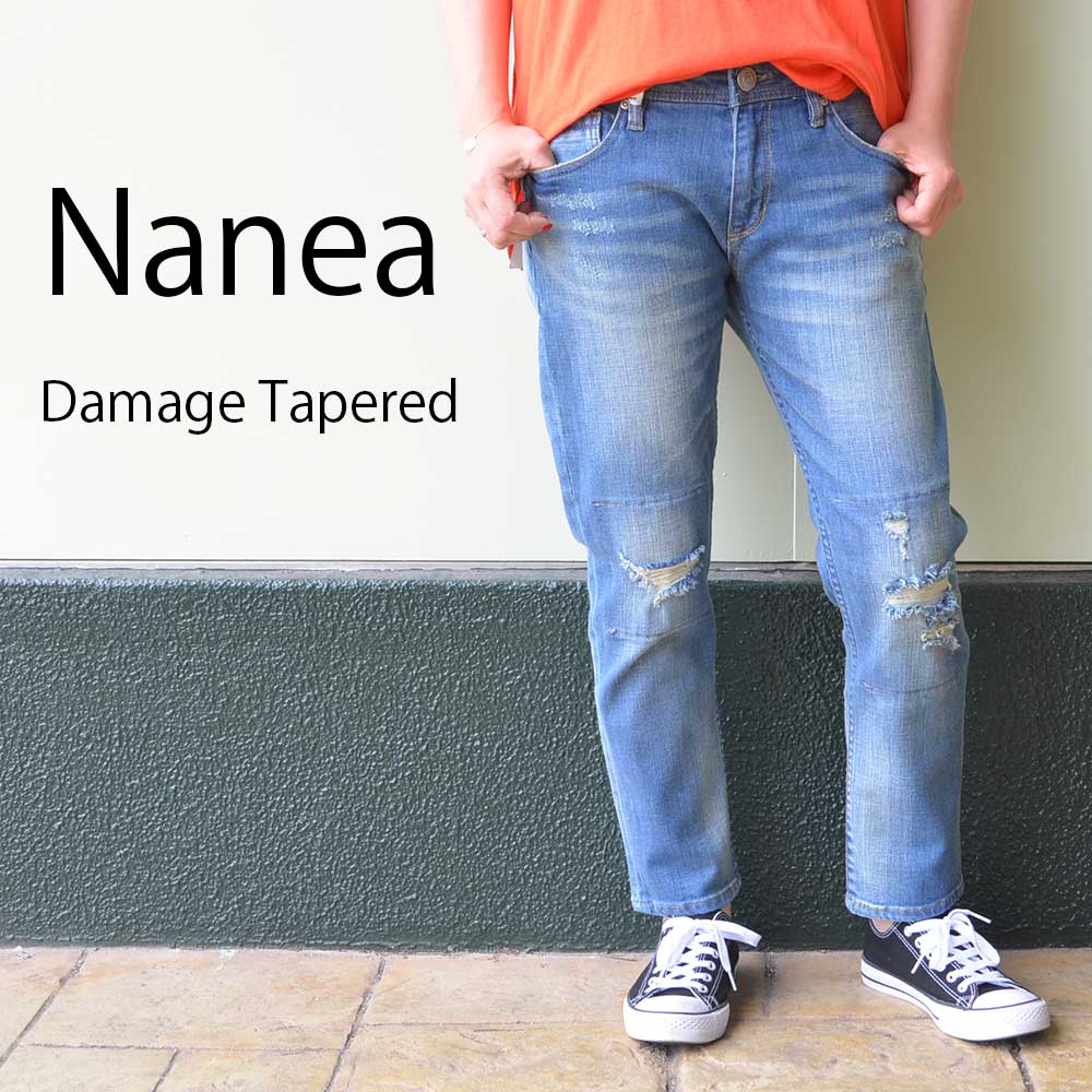 ナネア ＮＡＮＥＡ ダメージデニムテーパードパンツ