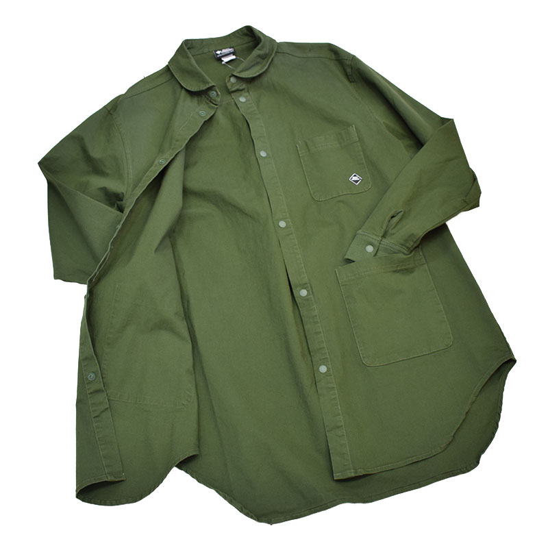 ジムマスター ストレッチヘリンボーン ロングシャツジャケット オリーブ 46 G333670