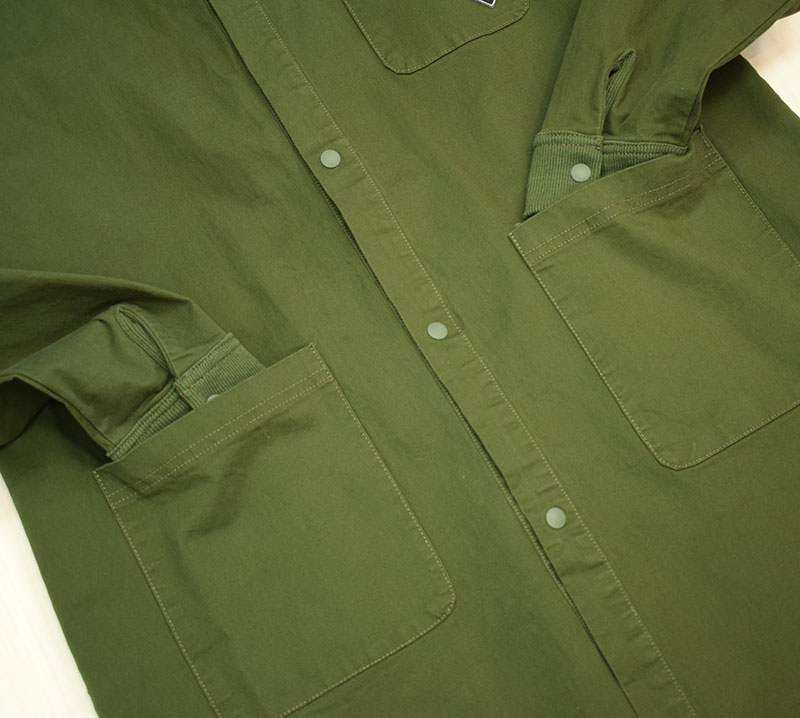 ジムマスター ストレッチヘリンボーン ロングシャツジャケット オリーブ 46 G333670