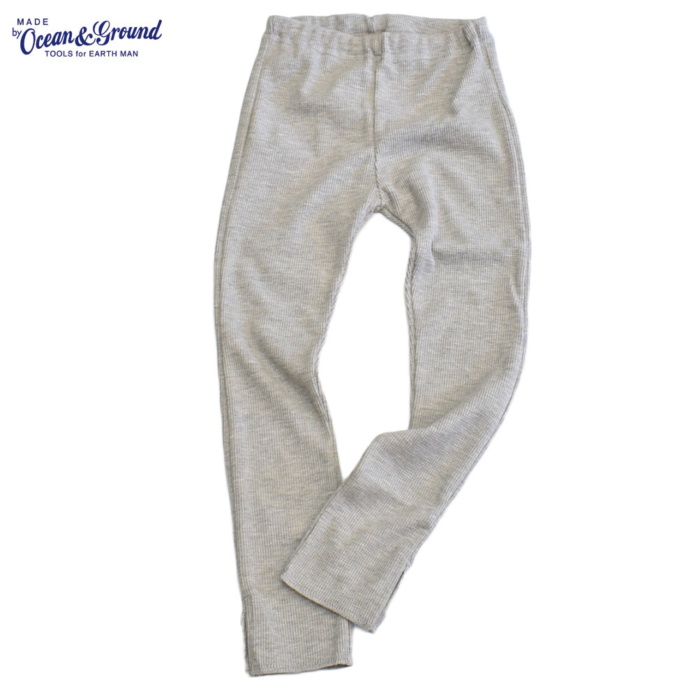 オーシャンアンドグラウンド ワッフルスリットレギンス グレー