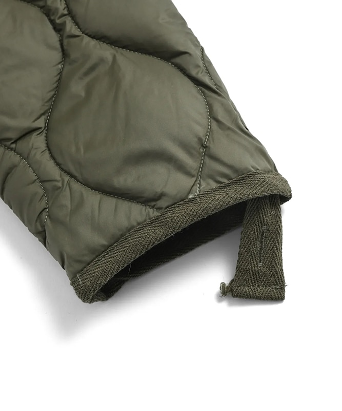 TAION タイオン ミリタリー VネックWジップ ダウンジャケット-ソフトシェル オリーブ TAION-101ALSZML-1