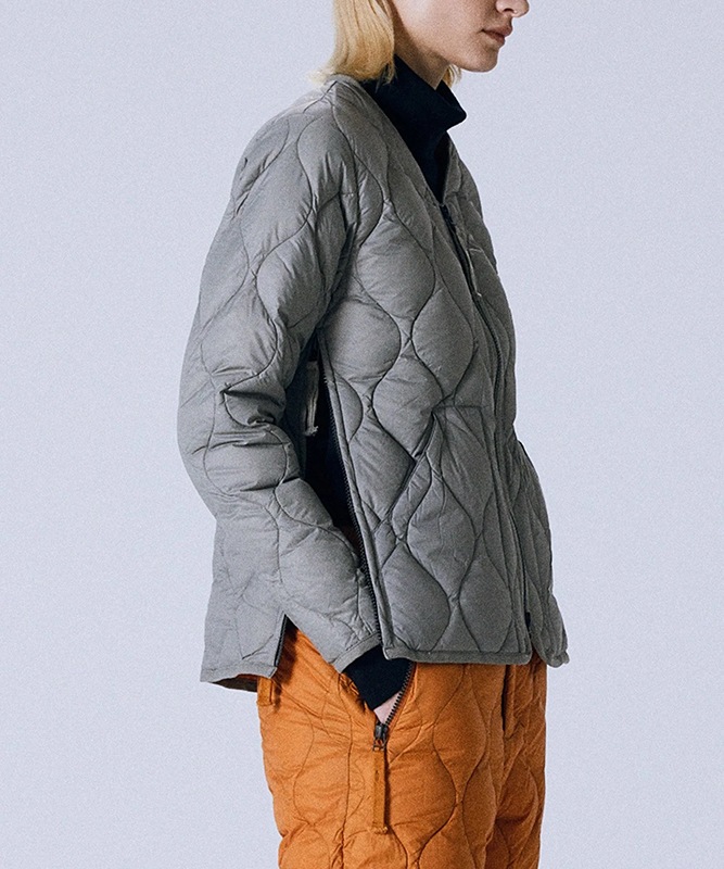 TAION タイオン ミリタリー VネックWジップ ダウンジャケット-ソフトシェル オリーブ TAION-101ALSZML-1