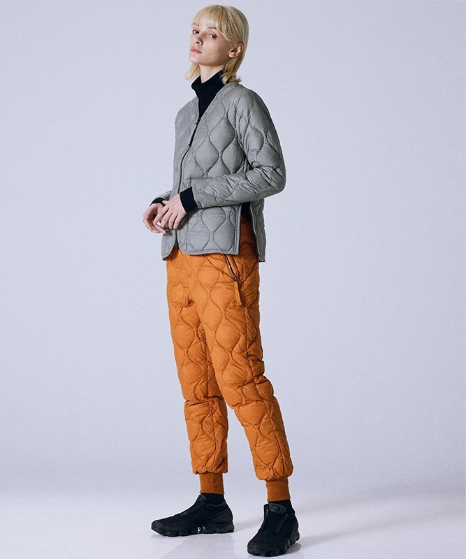 TAION タイオン ミリタリー VネックWジップ ダウンジャケット-ソフトシェル オリーブ TAION-101ALSZML-1