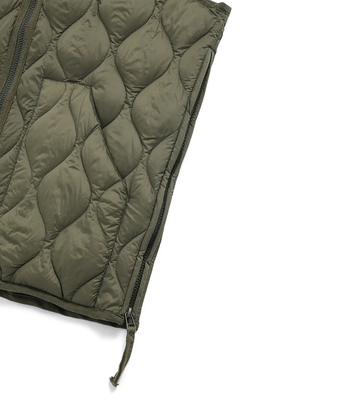 TAION タイオン ミリタリー VネックWジップ ダウンジャケット-ソフトシェル オリーブ TAION-101ALSZML-1