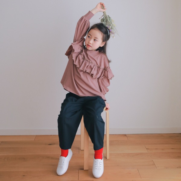 NHT エヌエイチティー ボトルネックフリルロングTシャツ 520261