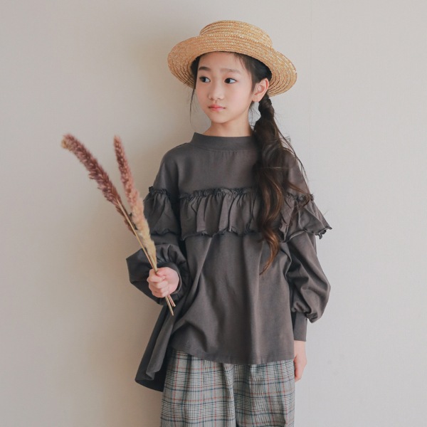 NHT エヌエイチティー ボトルネックフリルロングTシャツ 520261