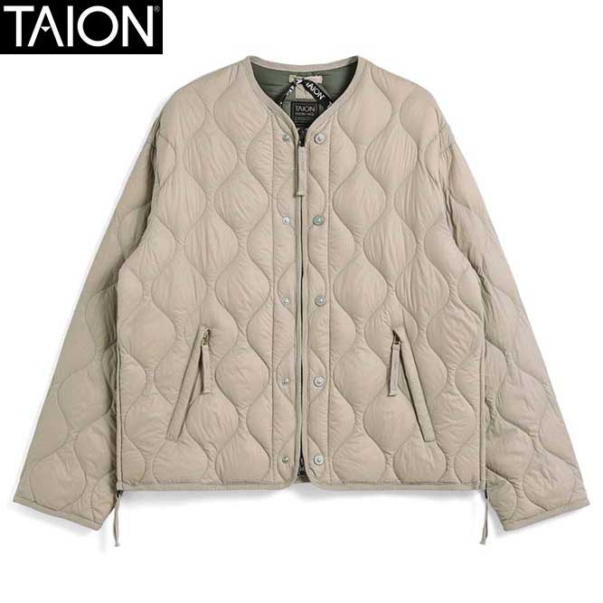 TAION タイオン ミリタリー M65 ライナーWジップ ショートダウンジャケット-ソフトシェル Gベージュ M65LSZBML-1SH