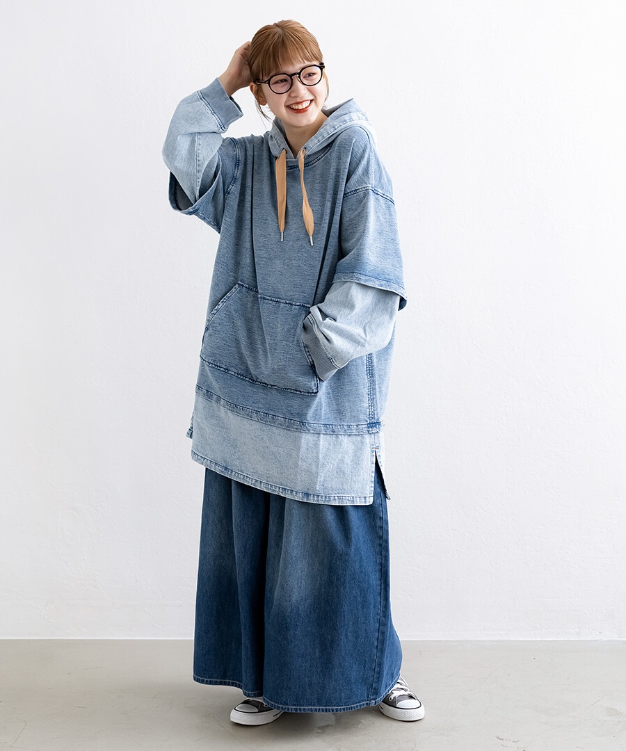 mililopiulu ケミカルデニム裏毛フーディーパーカー レディース｜ベビー子供服通販のPeace5