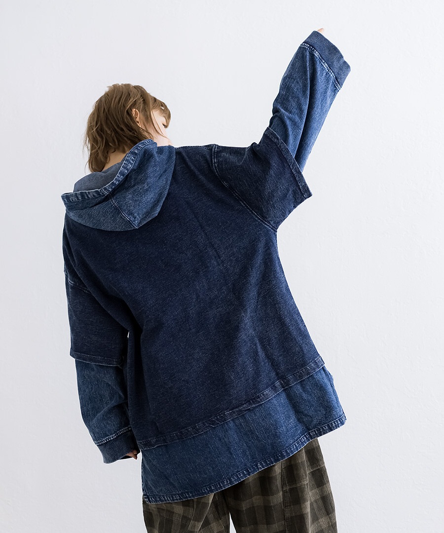 mililopiulu ケミカルデニム裏毛フーディーパーカー レディース｜ベビー子供服通販のPeace5