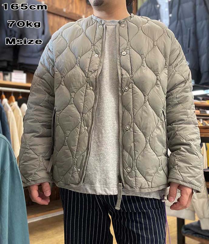 TAION タイオン ミリタリー M65 ライナーWジップ ショートダウンジャケット-ソフトシェル Dセージ M65LSZBML-1SH