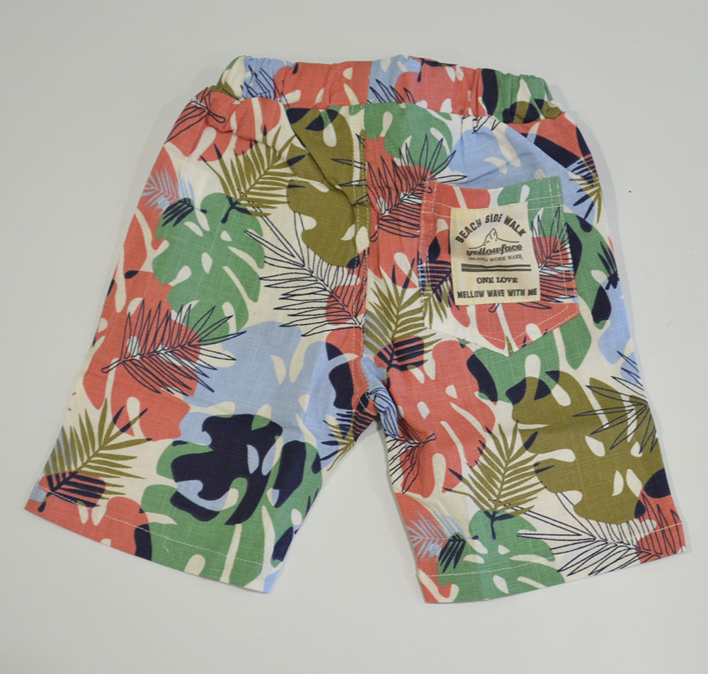 イエローフェイス リネンコットンハーフパンツ リーフレッド