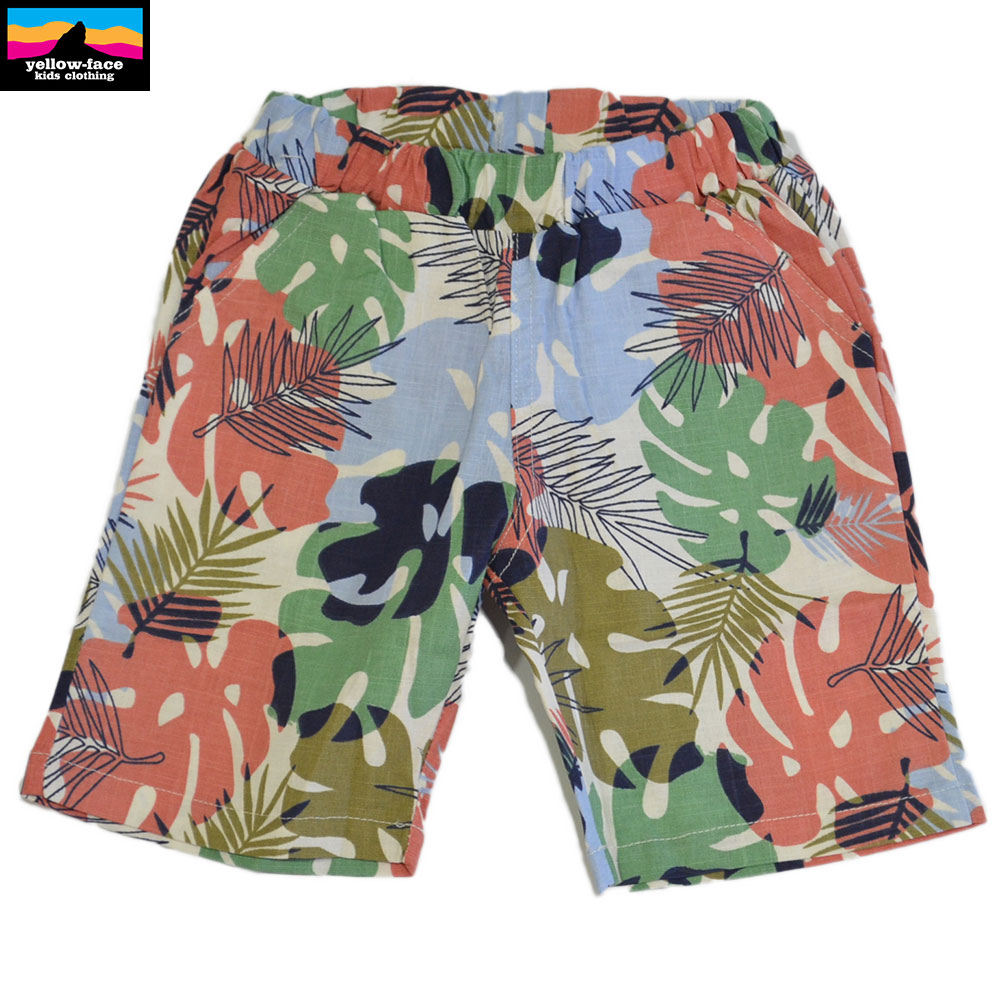 イエローフェイス リネンコットンハーフパンツ リーフレッド