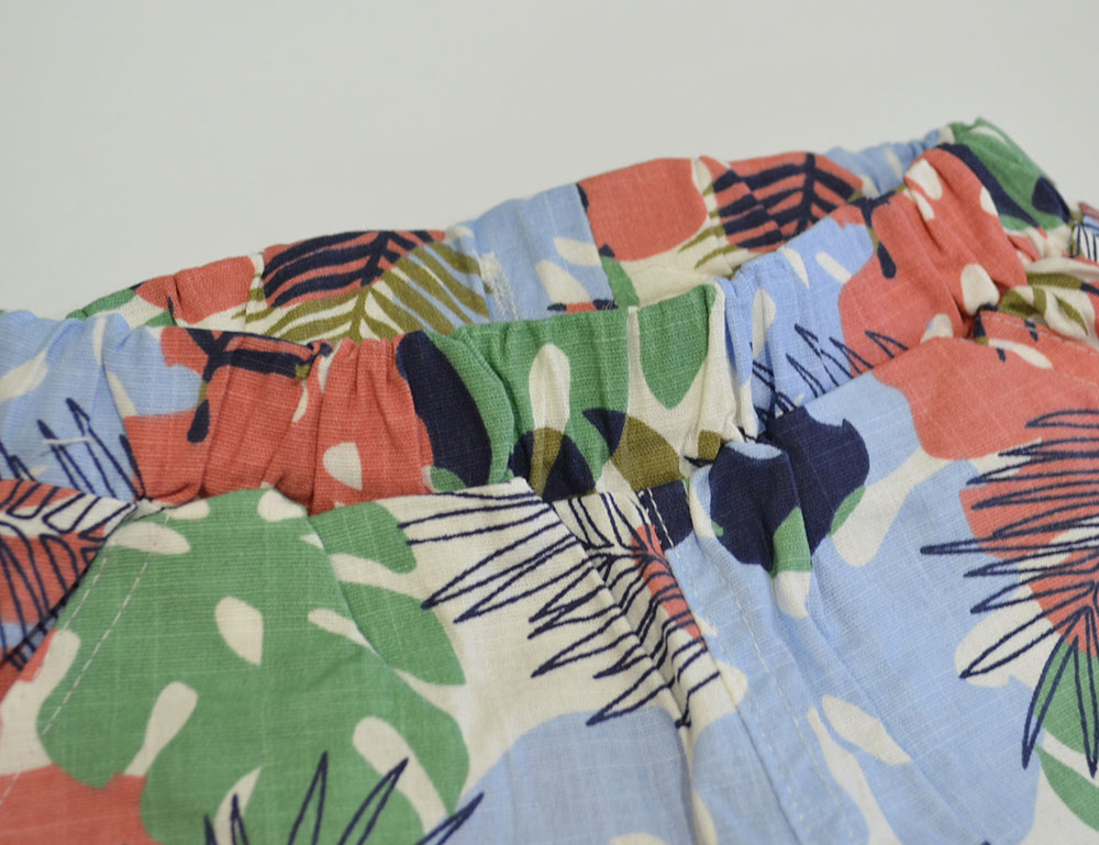 イエローフェイス リネンコットンハーフパンツ リーフレッド