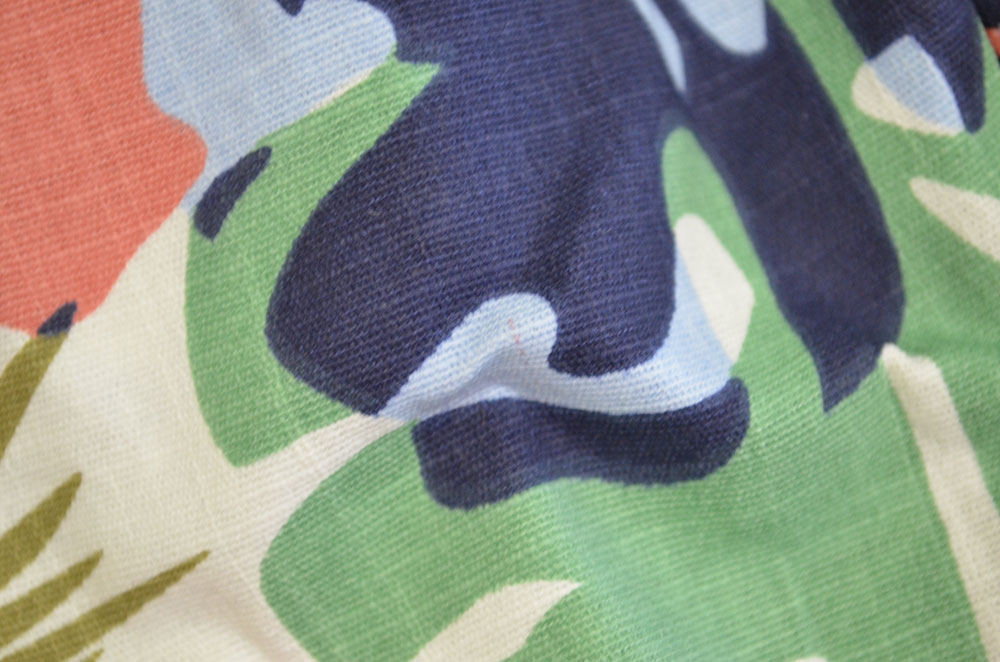 イエローフェイス リネンコットンハーフパンツ リーフレッド