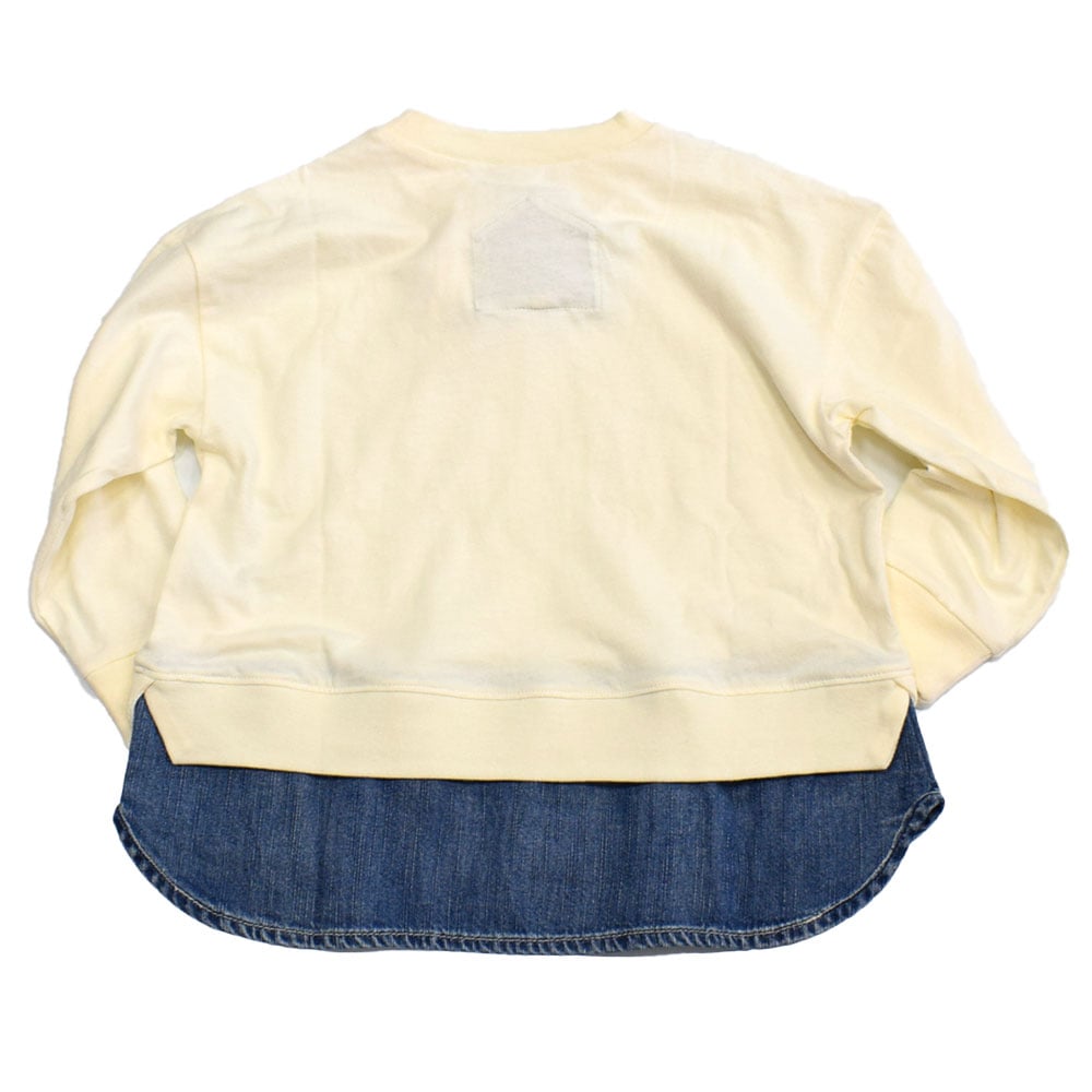 オーシャンアンドグラウンド レイヤードデニムロングTシャツ オフホワイト