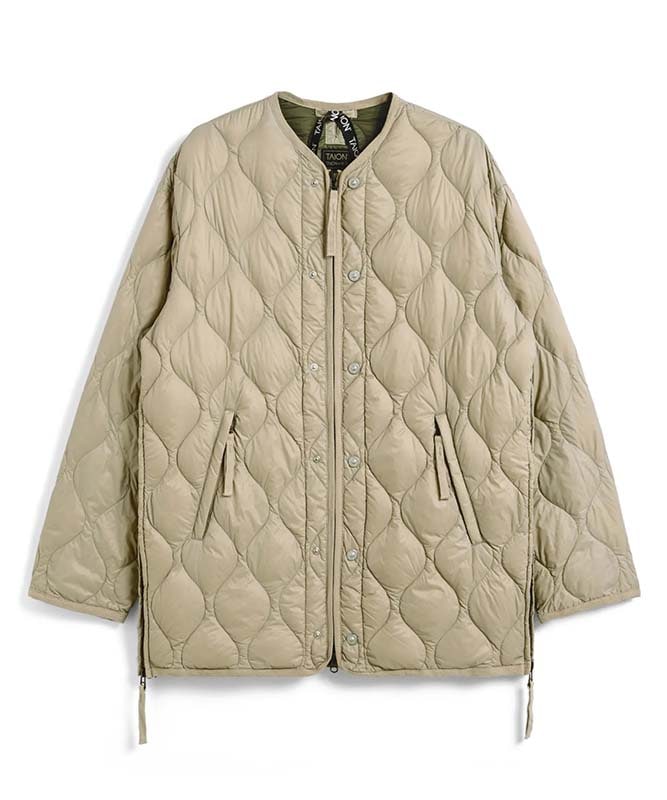 TAION タイオン ミリタリー M65 ライナーWジップ ダウンジャケット ソフトシェル ベージュ M65LSZBML-1