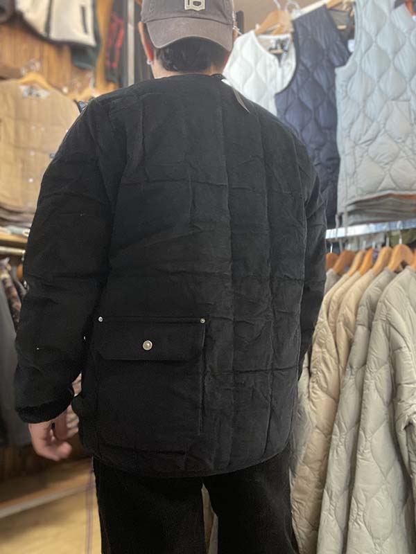 TAION タイオン ワーク クルーネック コーデュロイ×ダウンジャケット ブラック TAION-104BWK-CT