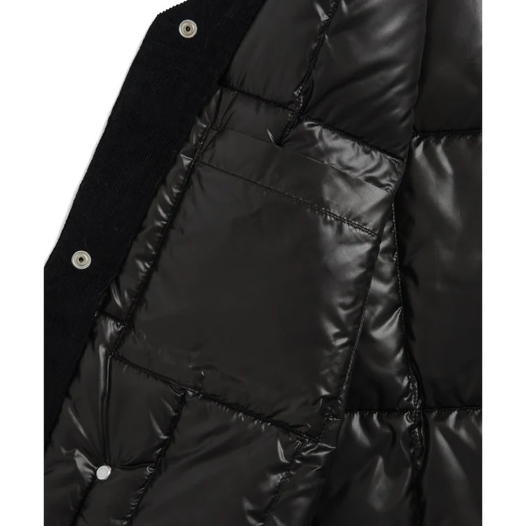 TAION タイオン ワーク クルーネック コーデュロイ×ダウンジャケット ブラック TAION-104BWK-CT