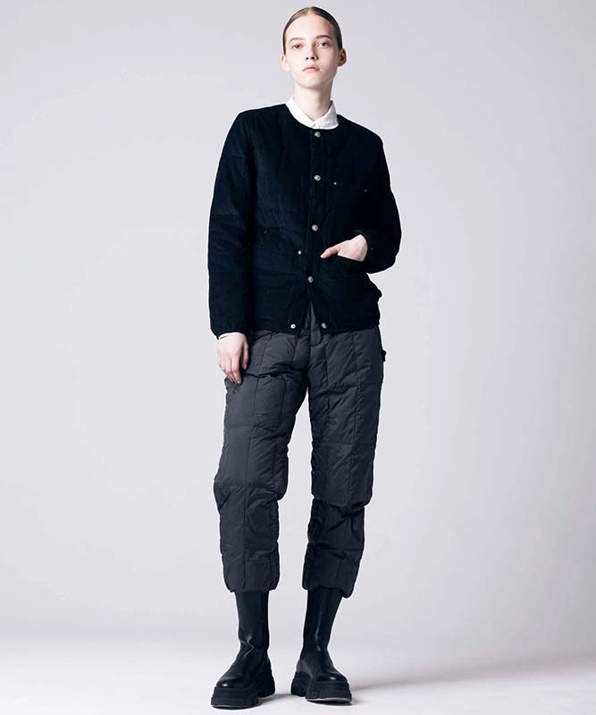 TAION タイオン ワーク クルーネック コーデュロイ×ダウンジャケット ベージュ TAION-104BWK-CT