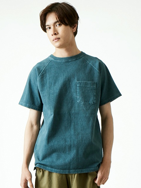 グッドオン GOODON ショートスリーブヘビーラグランポケットTシャツ P-ネイビー