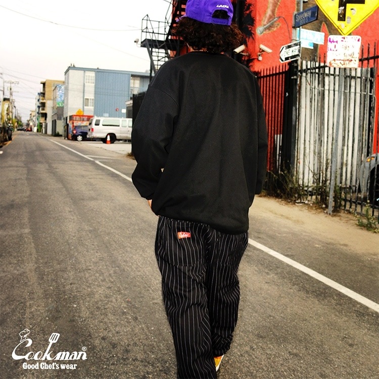 クックマン COOKMAN シェフパンツ ピンストライプ ブラック 231-43814