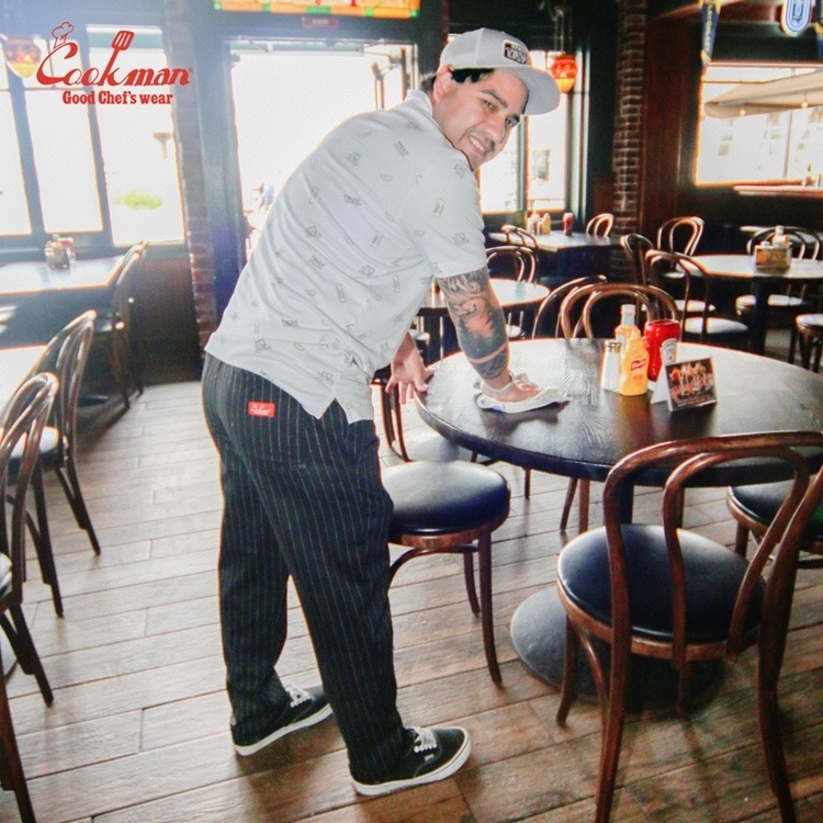 クックマン COOKMAN シェフパンツ ピンストライプ ブラック 231-43814