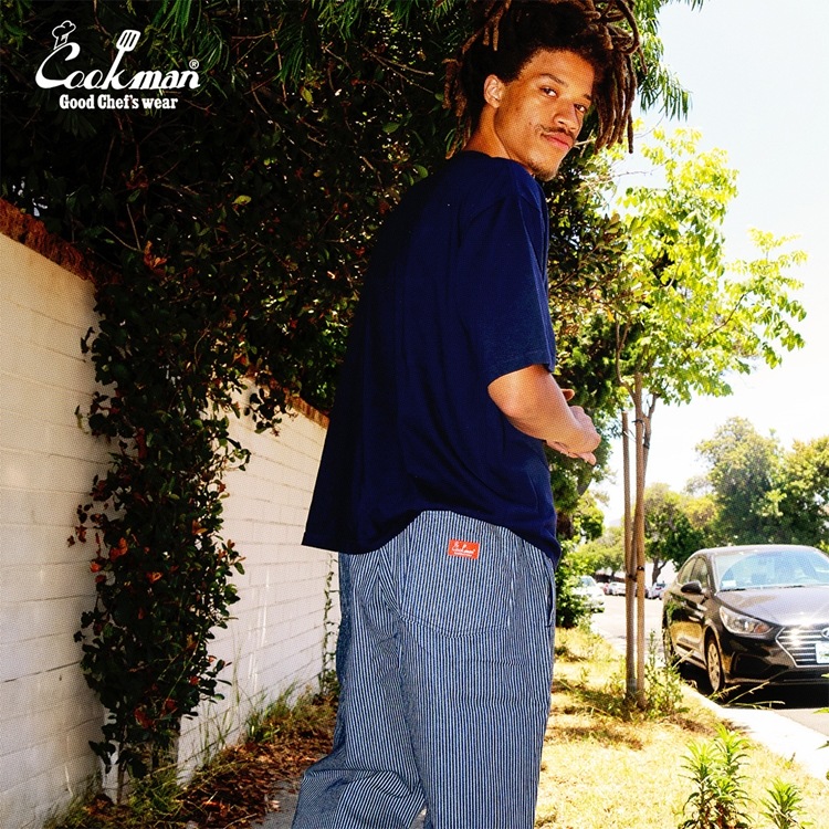 クックマン COOKMAN シェフパンツ ヒッコリー ネイビー 231-34806